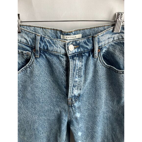 Pacsun High Rise Straight Light Wash Jeans Vintage Retro Sze 28 Rigid Button Fly - Picture 2 of 12